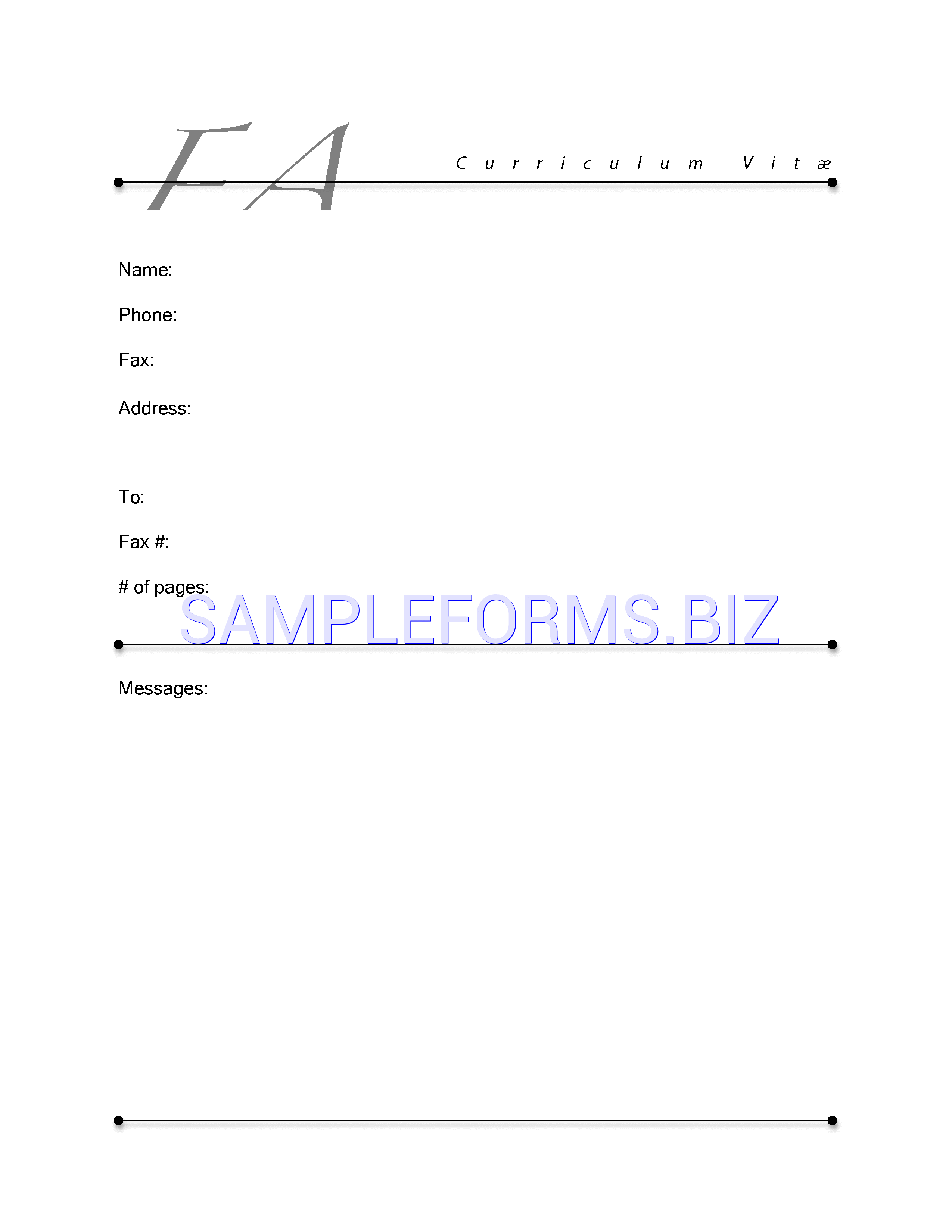 Preview free downloadable Fax Cover Sheet for CV 1 in PDF (page 1)